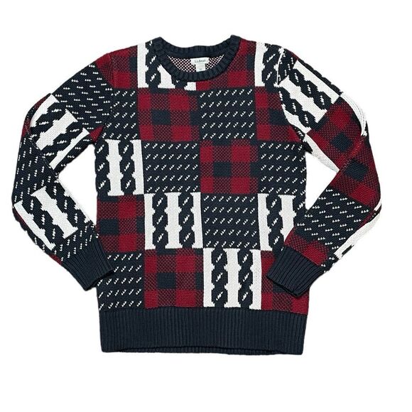 L.L. Bean Heritage Soft Cotton Fisherman Sweater Red White Blue Size XS - Picture 2 of 8